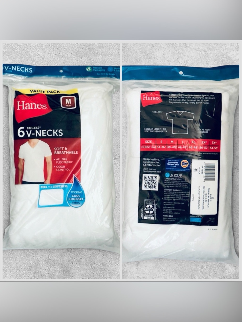 Hanes Men's Tagless V-Neck
Undershirts, 6-Pack, Medium